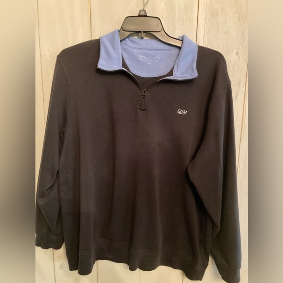 Vineyard Vines Knit Men's‎ XL Blue Pull Over Quarter Zip Sweatshirt Soft Golf - Picture 1 of 9